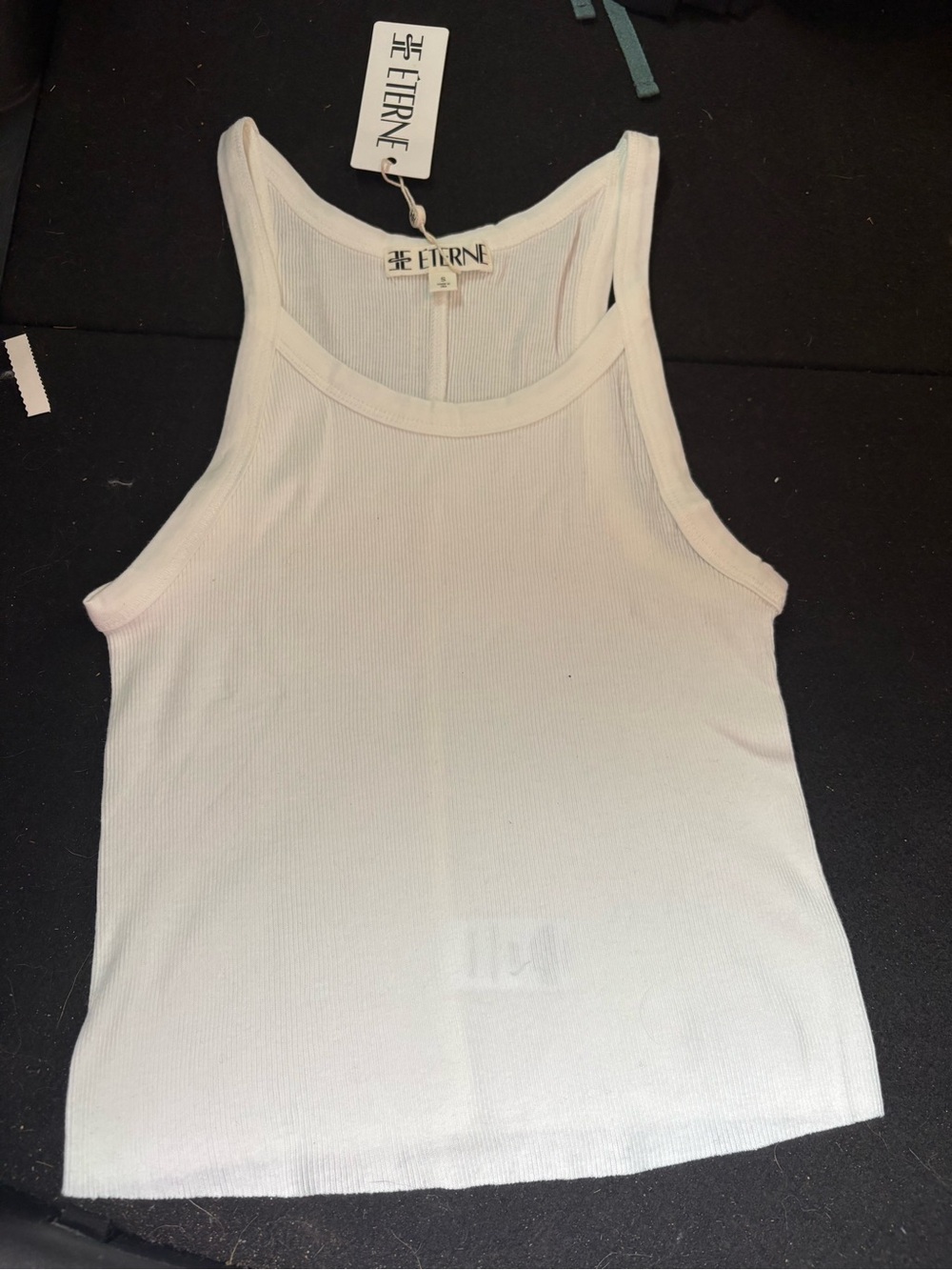 Eterne Women's White Ribbed Tank Top